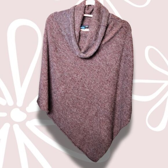 Sweaters - 18.$10-OS-KAVU Poncho Burgundy Heather Cowl Neck Asymmetrical Hemlline